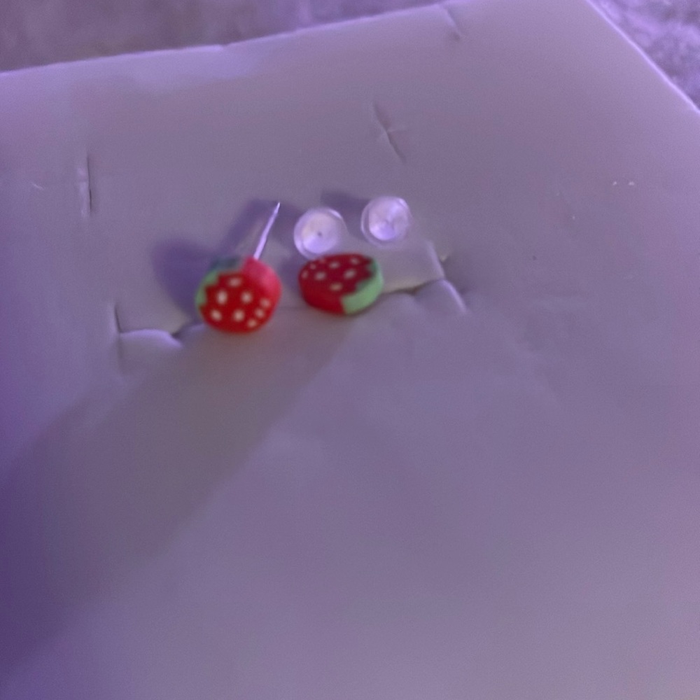 Tiny strawberry earrings